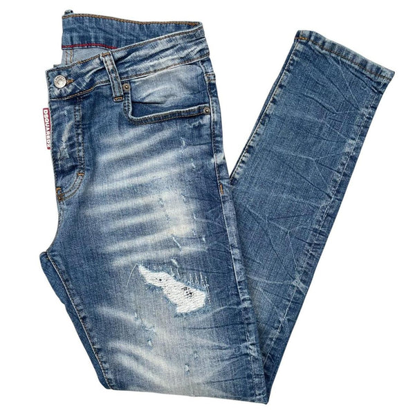 Dsquared2 Blue Wash Distressed Skater Slim Fit Jeans