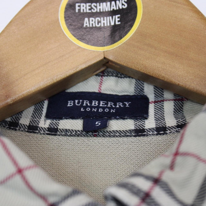 Vintage Burberry London Beige Nova Check Short Sleeve Cotton Polo Shirt