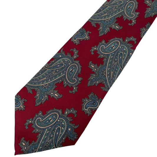 Vintage Christian Dior Burgundy Paisley Print Silk Tie