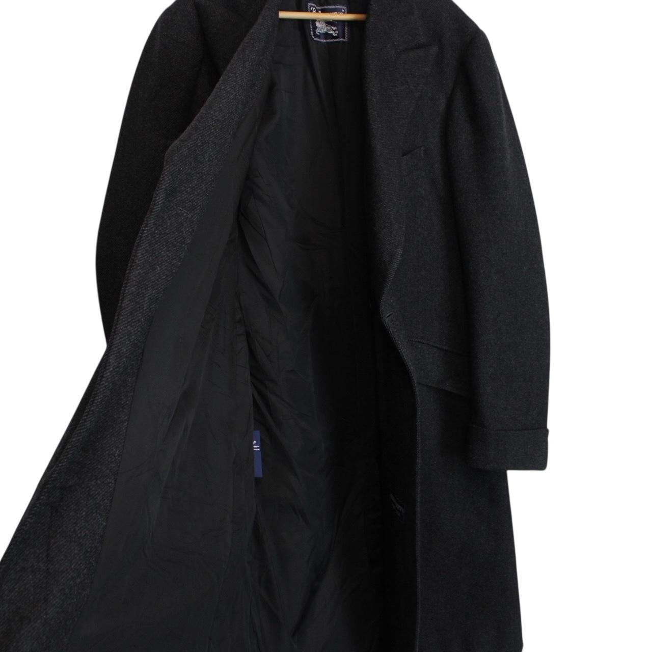 Vintage 90s Burberry Dark Grey Double Breasted Wool Overcoat