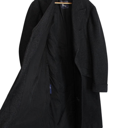Vintage 90s Burberry Dark Grey Double Breasted Wool Overcoat
