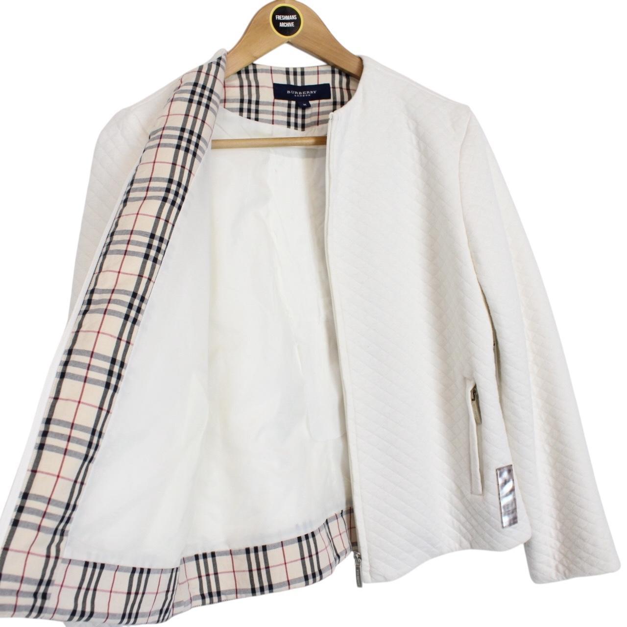 Vintage Burberry London White Nova Check Cotton Full Zip Sweatshirt