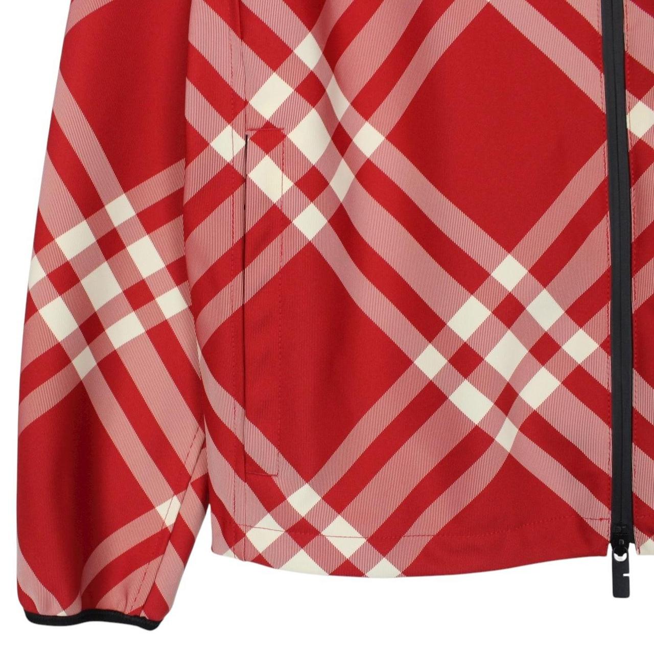 Burberry London Red and White Full Zip Nova Check Hooded Jacket