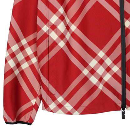 Burberry London Red and White Full Zip Nova Check Hooded Jacket