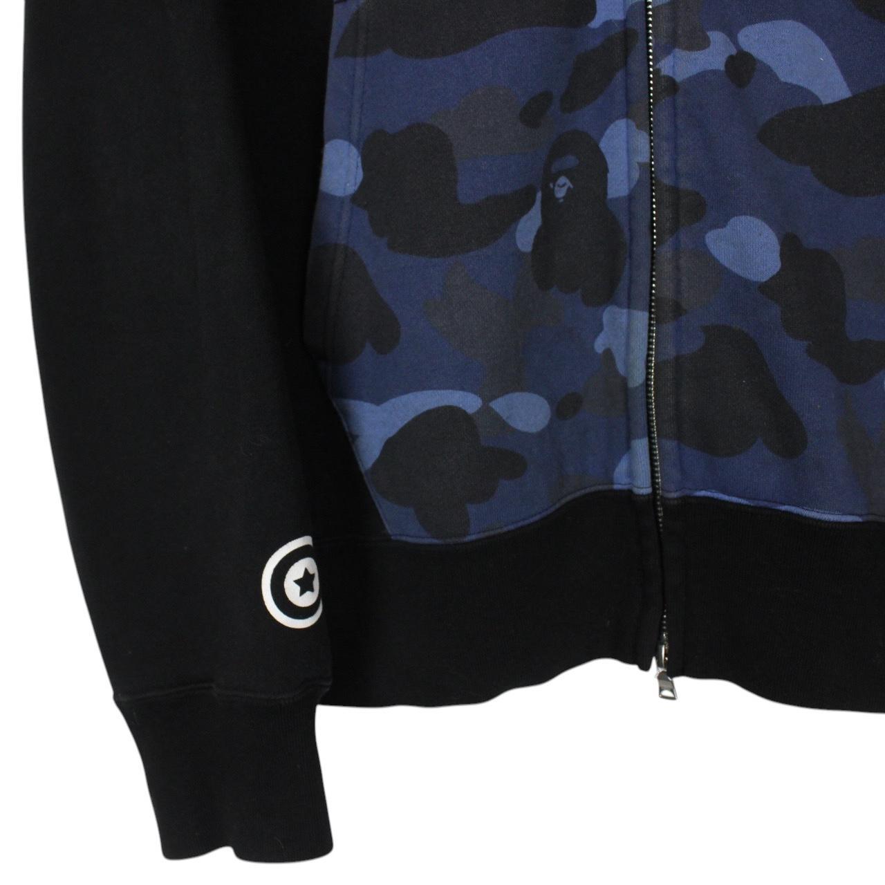 Bape Navy Blue Camo Full Zip WGM Shark Hoodie Jumper