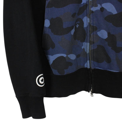 Bape Navy Blue Camo Full Zip WGM Shark Hoodie Jumper