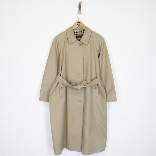 Vintage 90s Burberry Beige Single Breasted Belted Trench Coat