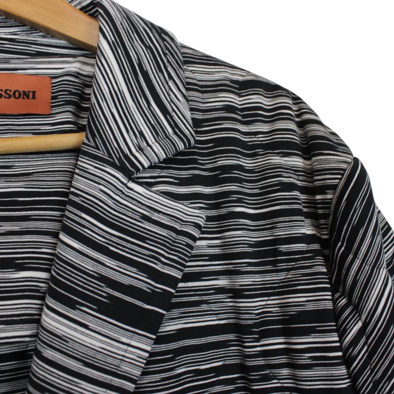 Missoni Black and White Striped Button Up Cotton Coat