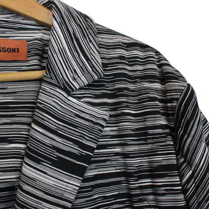Missoni Black and White Striped Button Up Cotton Coat