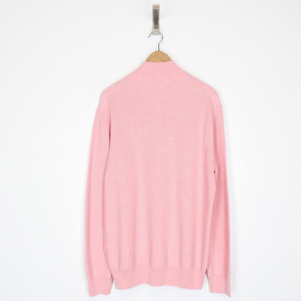 Polo Ralph Lauren Pink Pima Cotton Knit 1/4 Zip Sweatshirt Jumper