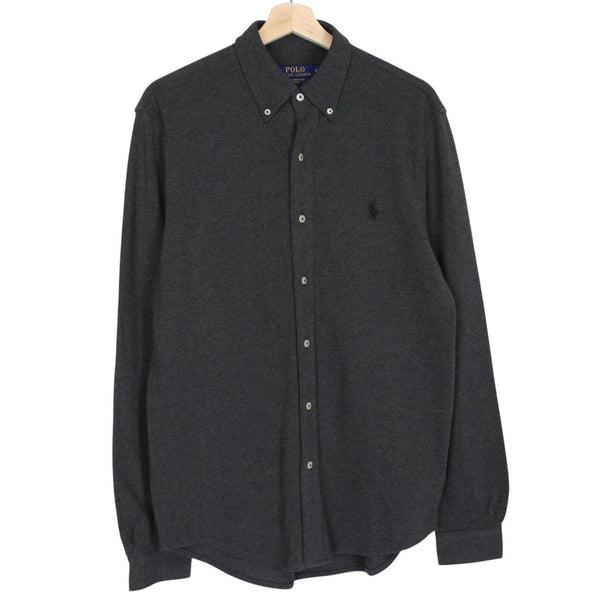 Polo Ralph Lauren Grey Featherweight Mesh Cotton Long Sleeve Shirt