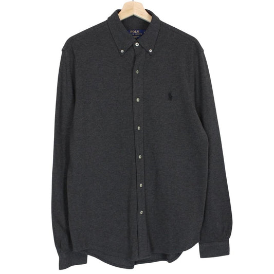 Polo Ralph Lauren Grey Featherweight Mesh Cotton Long Sleeve Shirt