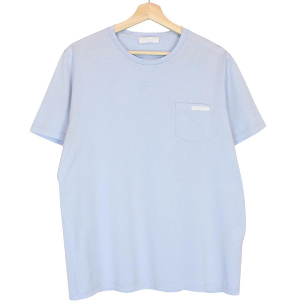 Prada Light Blue Pocket Cotton Short Sleeve T-Shirt