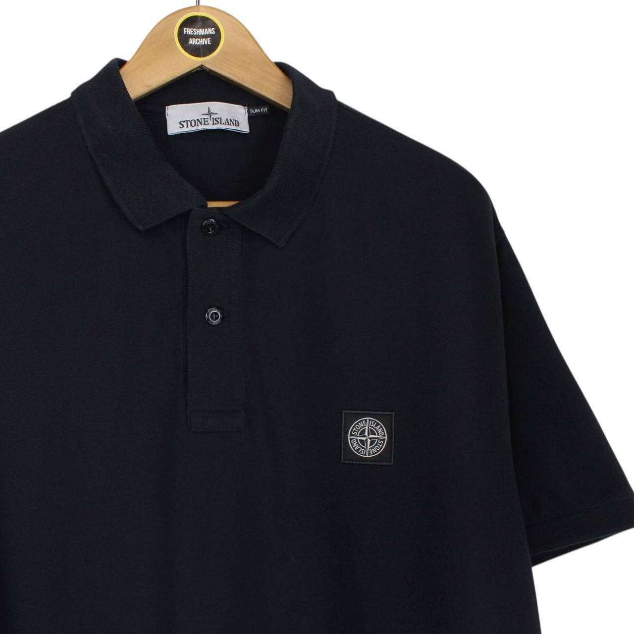 Stone Island Navy Blue Short Sleeve Compass Cotton Polo Shirt