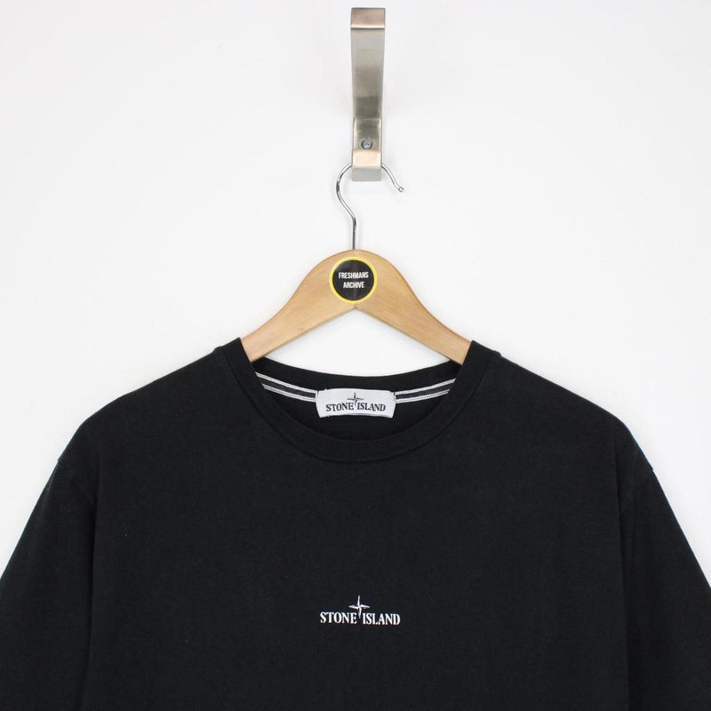 Stone Island SS 2020 Black and White Short Sleeve Logo Print T-Shirt