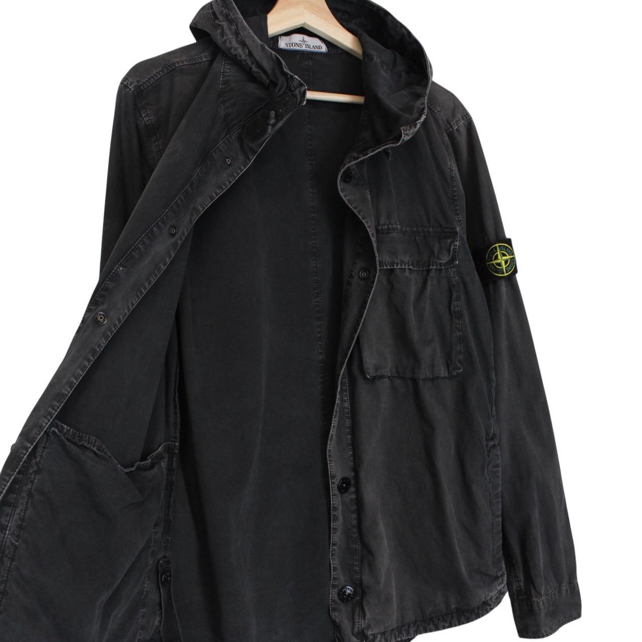 Stone Island SS 2018 Black Full Zip Cotton Hooded Overshirt Jacket
