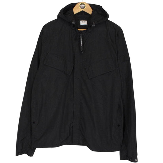 CP Company Black Full Zip Chrome Nylon Garment Dyed Goggle Jacket
