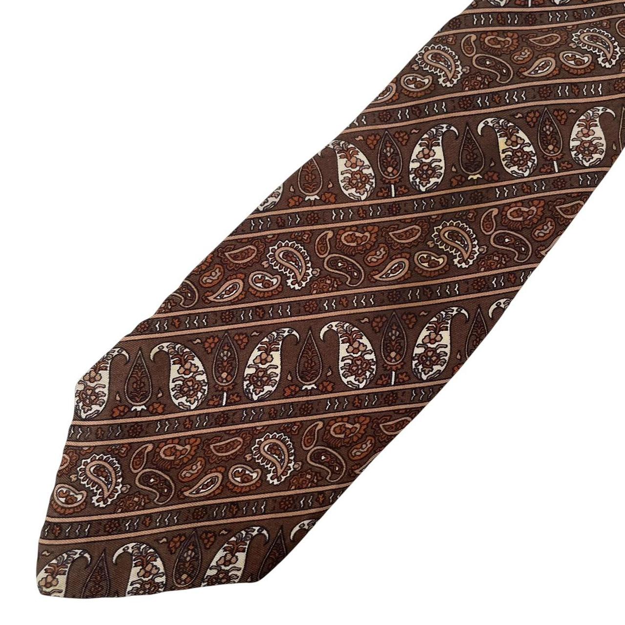 Vintage Christian Dior Brown Abstract Print Silk Tie