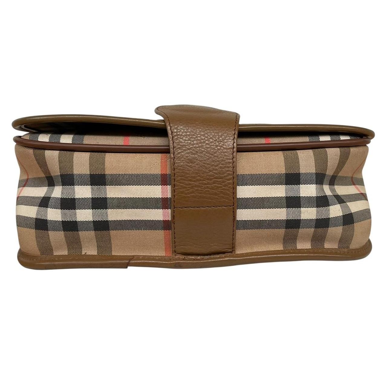 Burberry Tan and Brown Nova Check Leather and Canvas Satchel Shoulder Bag