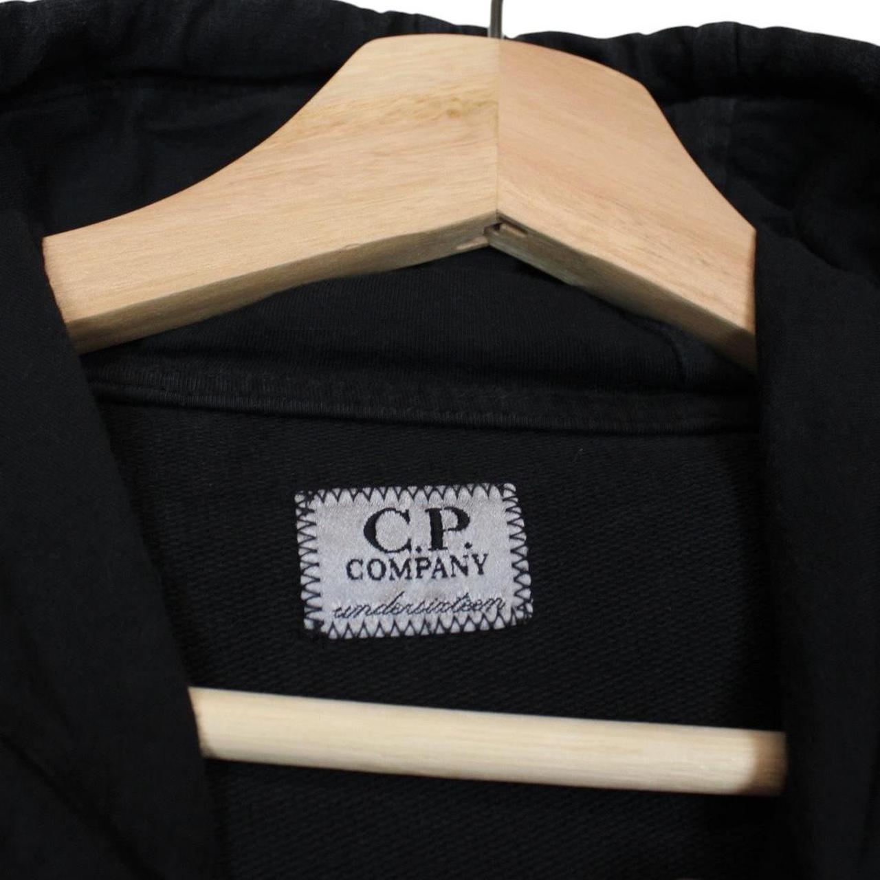 CP Company Black Cotton Logo Print Hoodie Jumper