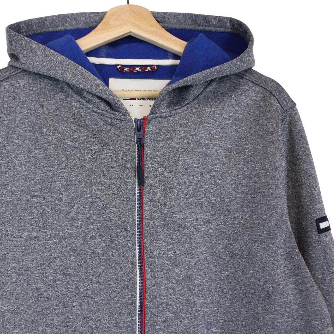 Tommy Hilfiger Grey and Blue Full Zip Soft Shell Hooded Jacket