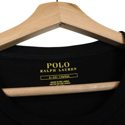 Polo Ralph Lauren black and white pocket t-shirt with logo print and cotton material.