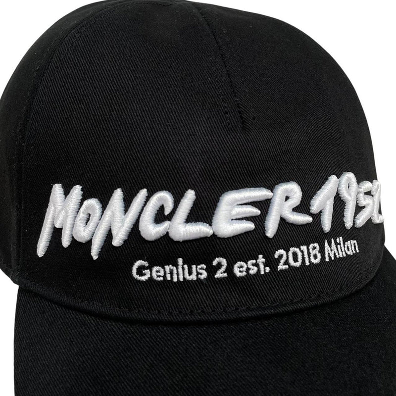 Moncler 1952 Black and White Embroidered Logo Baseball Cap