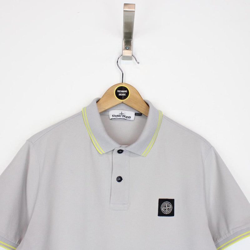 Stone Island Grey Short Sleeve Compass Cotton Polo Shirt