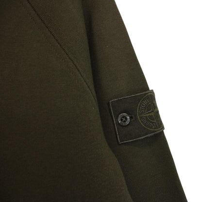 Stone Island khaki green sweatshirt with ghost logo and soft cotton material.