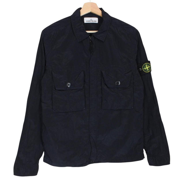 Stone Island SS 2017 Navy Blue Full Zip Nylon Metal Overshirt Jacket