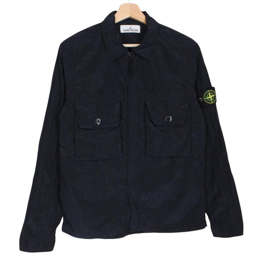 Stone Island SS 2017 Navy Blue Full Zip Nylon Metal Overshirt Jacket