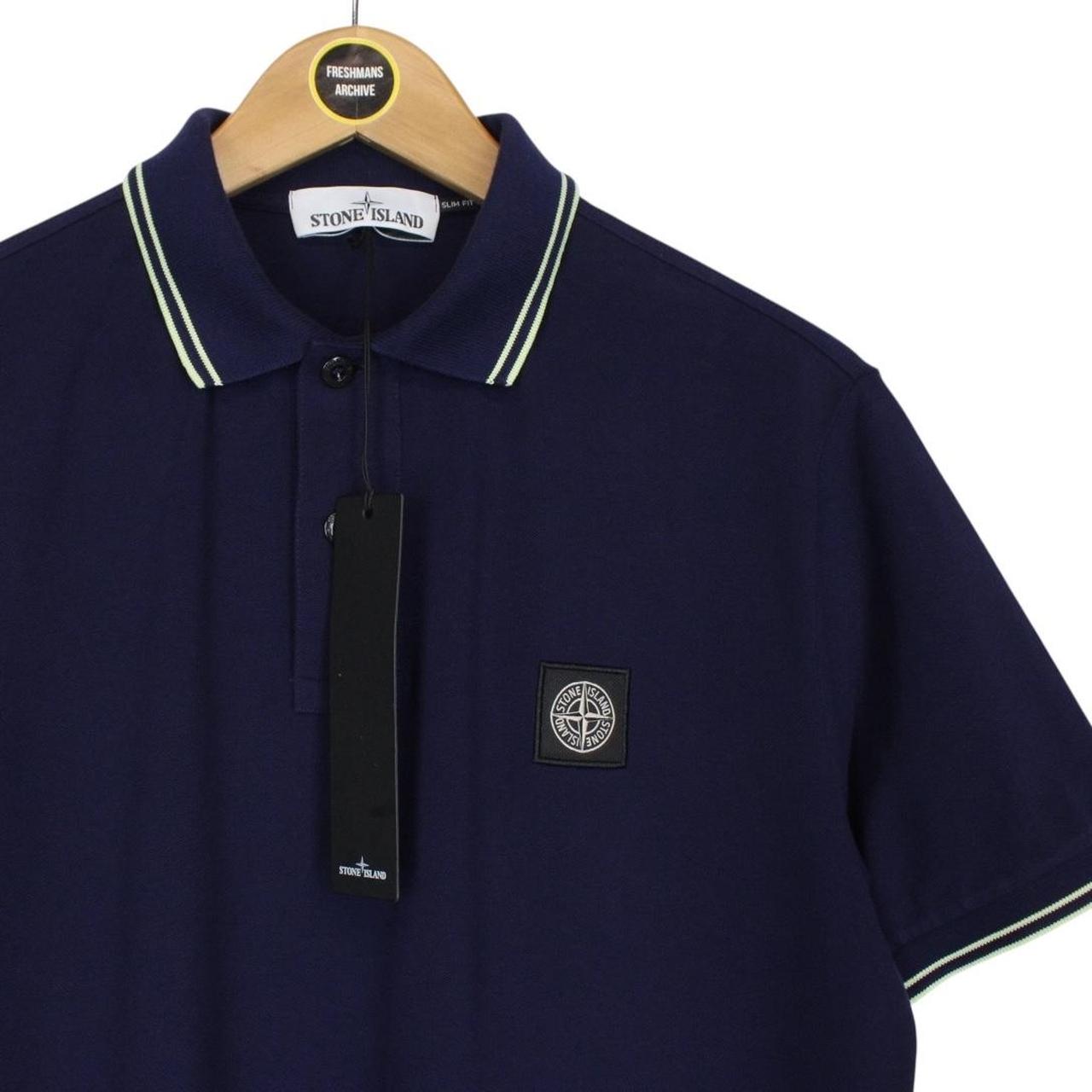 Stone Island Navy Blue Short Sleeve Compass Cotton Polo Shirt