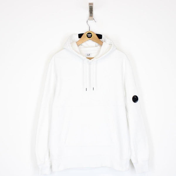 CP Company White Cotton Lens Hoodie Jumper