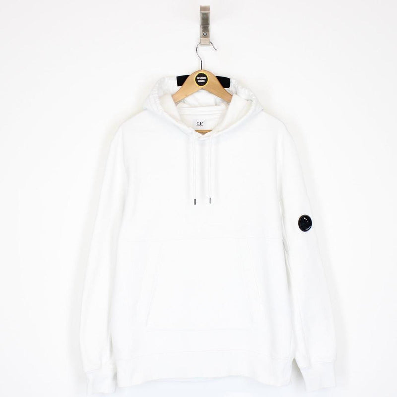 CP Company White Cotton Lens Hoodie Jumper