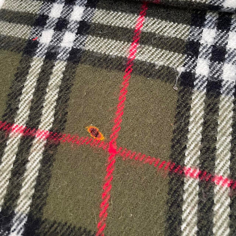 Vintage 90s Burberry Dark Green Nova Check Lambswool Scarf