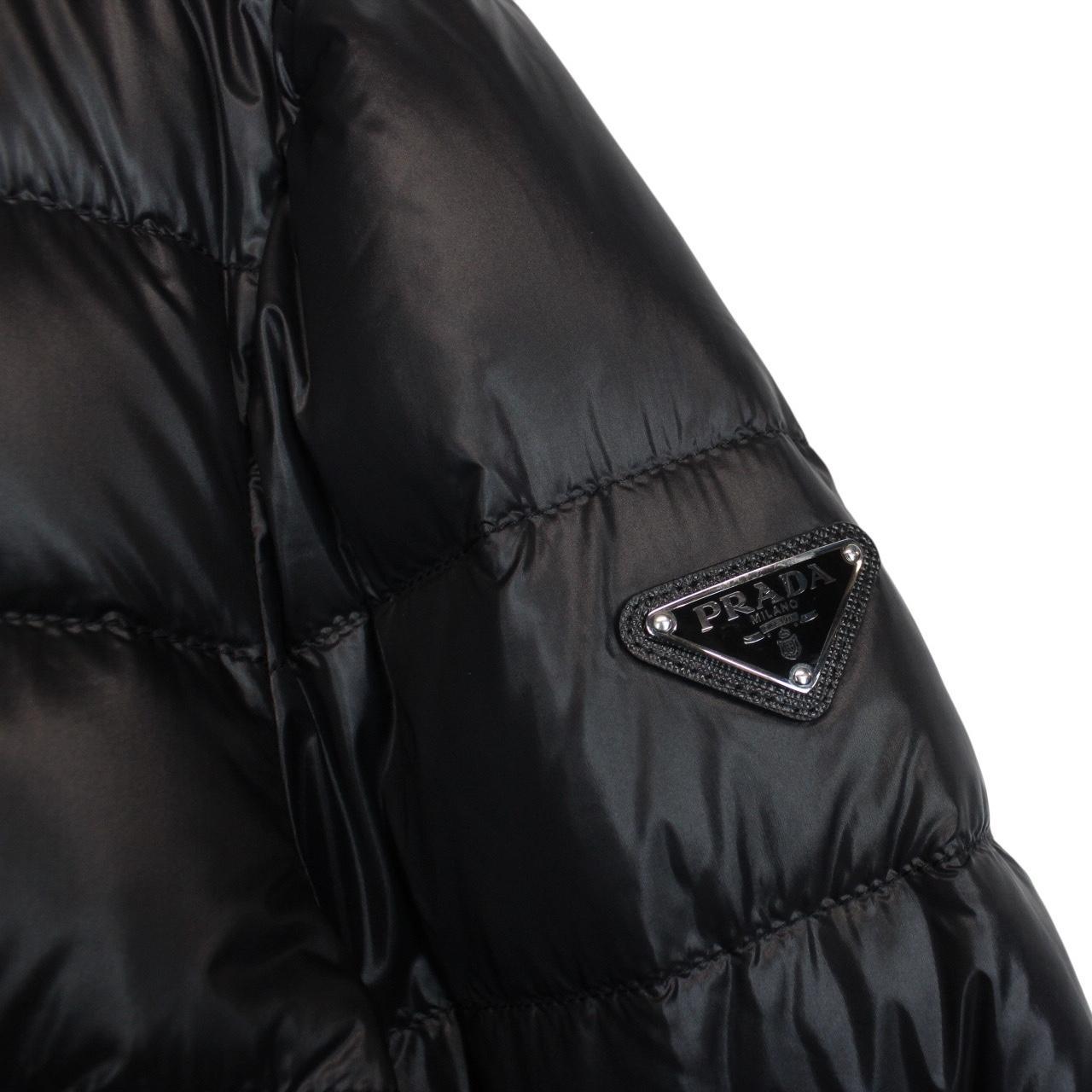 Prada Nylon Black Full Zip Plaque Down Puffer Jacket