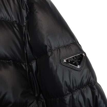 Prada Nylon Black Full Zip Plaque Down Puffer Jacket