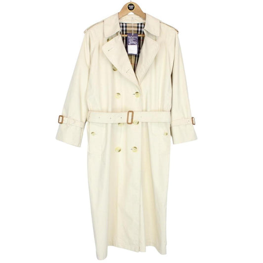Vintage 90s Burberry Deadstock Cream Double Breasted Belted Trench Coat