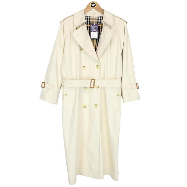 Vintage 90s Burberry Deadstock Cream Double Breasted Belted Trench Coat