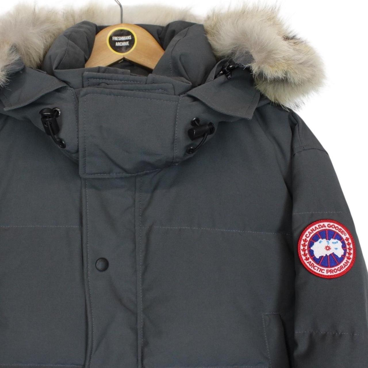 Canada Goose Graphite Grey Wyndham Parka Down Jacket with Fur Trim