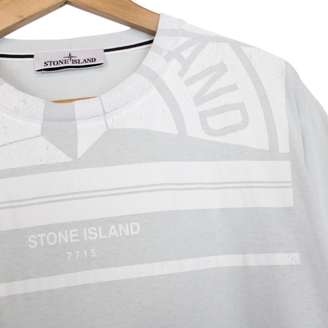 Stone Island AW 2022 Grey and White Short Sleeve Logo Print T-Shirt