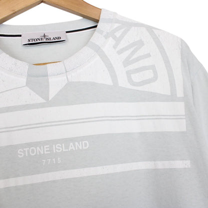 Stone Island AW 2022 Grey and White Short Sleeve Logo Print T-Shirt