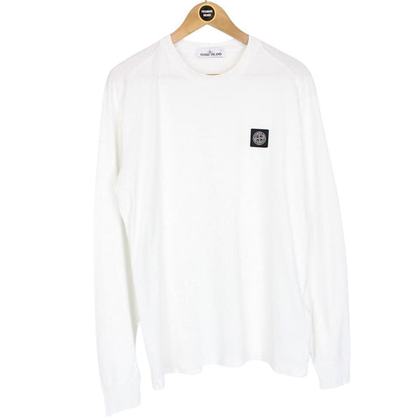 Stone Island AW 2021 White Long Sleeve Compass T-Shirt