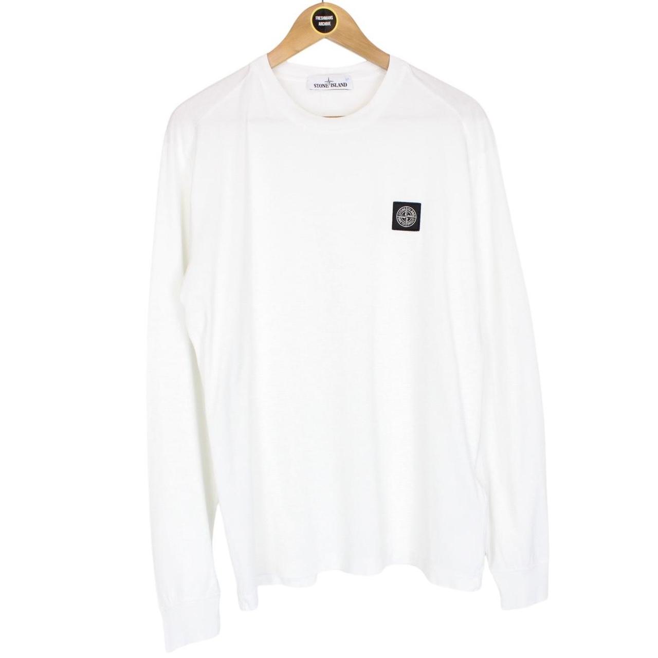 Stone Island AW 2021 White Long Sleeve Compass T-Shirt