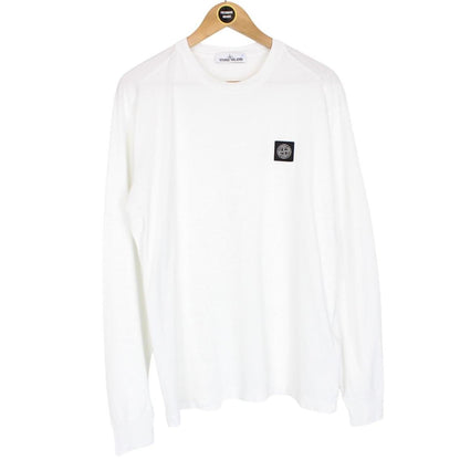 Stone Island AW 2021 White Long Sleeve Compass T-Shirt