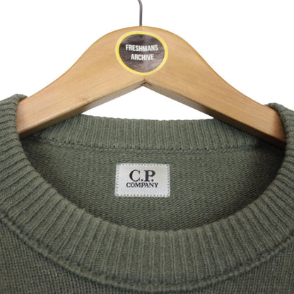 CP Company Green Wool/Nylon Knit Goggle Sweatshirt Jumper