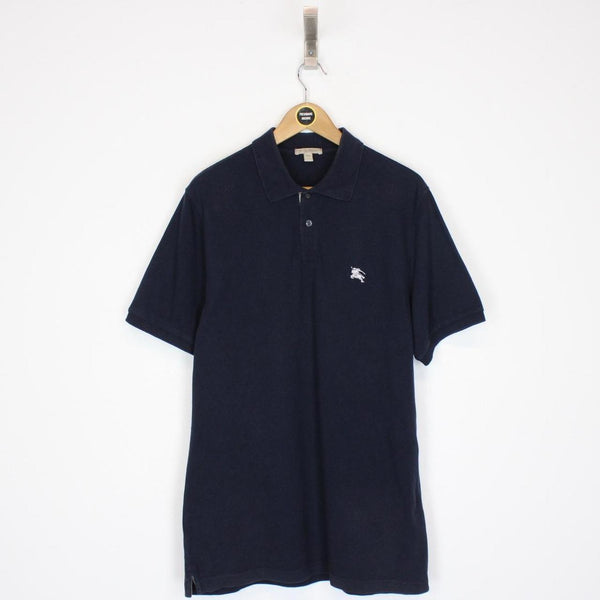 Burberry Brit Navy Blue Nova Check Detail Short Sleeve Cotton Polo Shirt