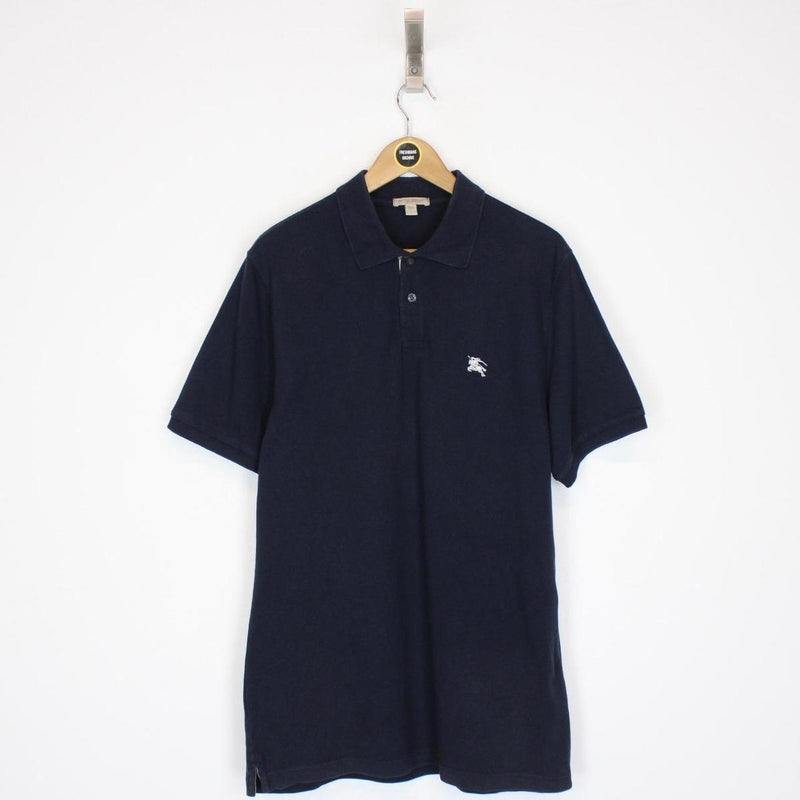 Burberry Brit Navy Blue Nova Check Detail Short Sleeve Cotton Polo Shirt