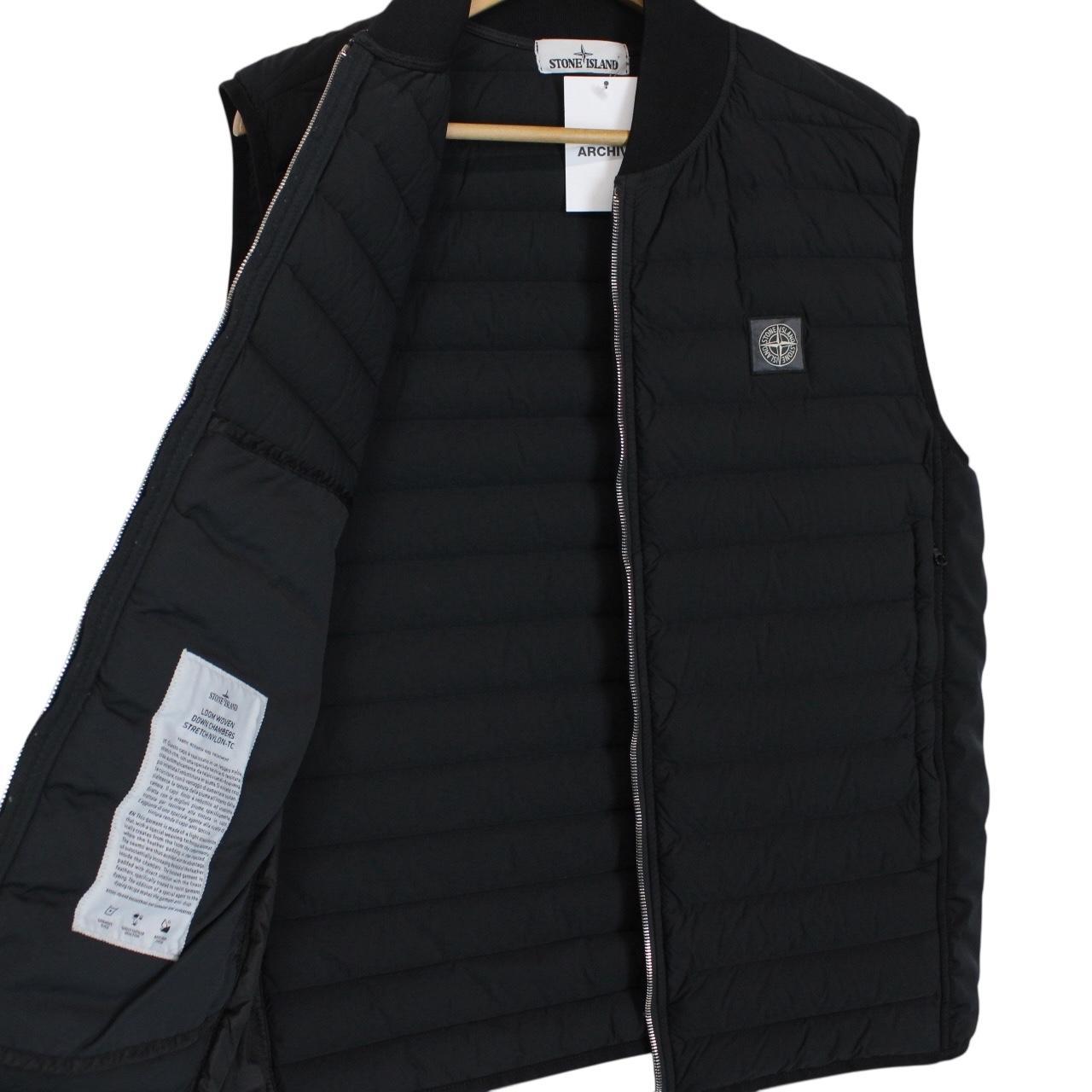 Stone Island AW 2020 Loom Woven Chambers Stretch Nylon TC Black Down Gilet