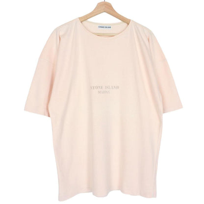 Vintage 80s Stone Island Marina Peach Orange Short Sleeve Logo Print T-Shirt